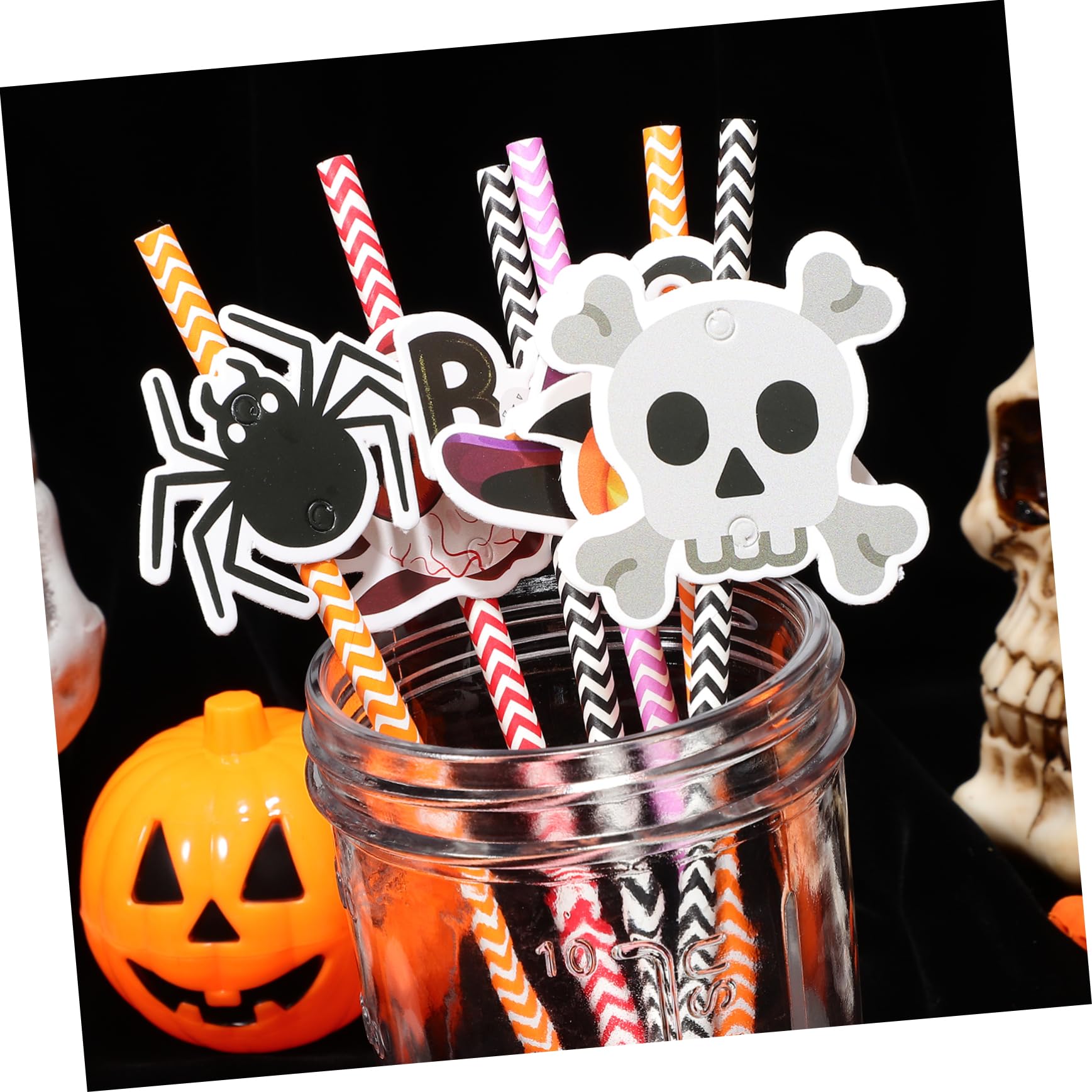 POPETPOP 6confezioni Cannucce di Carta di Halloween Stampa Colorata Righe Decorazioni per Feste e Uso in Famiglia Realizzate Materiali di Carta Sicuri da Usare