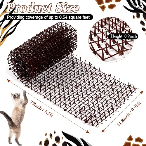 Miniatura 19 de Zopeal Tapete repelente de gatos de 13 pies con 12 estacas para el suelo, 12 bridas con cremallera, tapete disuasorio de picos para mantener al