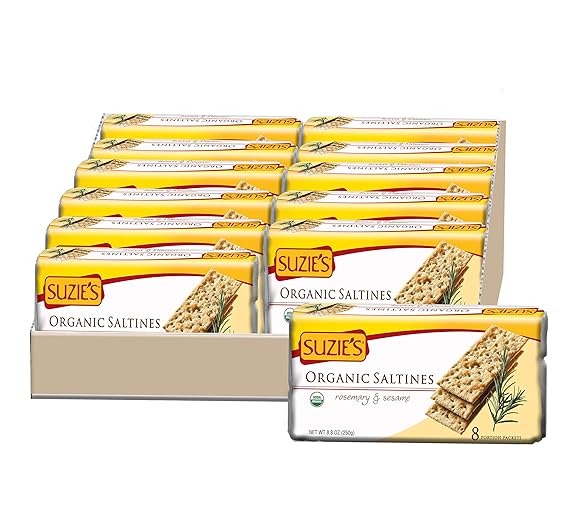 Suzie's, Organic Saltines, Salted Crackers, Rosemary