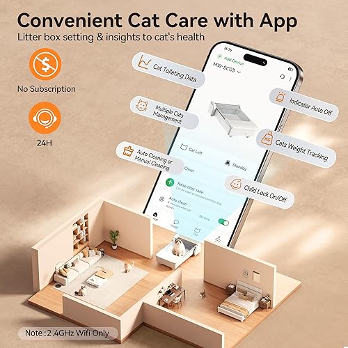 Miniatura 5 de Meowant Caja de arena automática, caja de arena para gatos autolimpiante con control de aplicación, caja de gato con parte superior abierta para