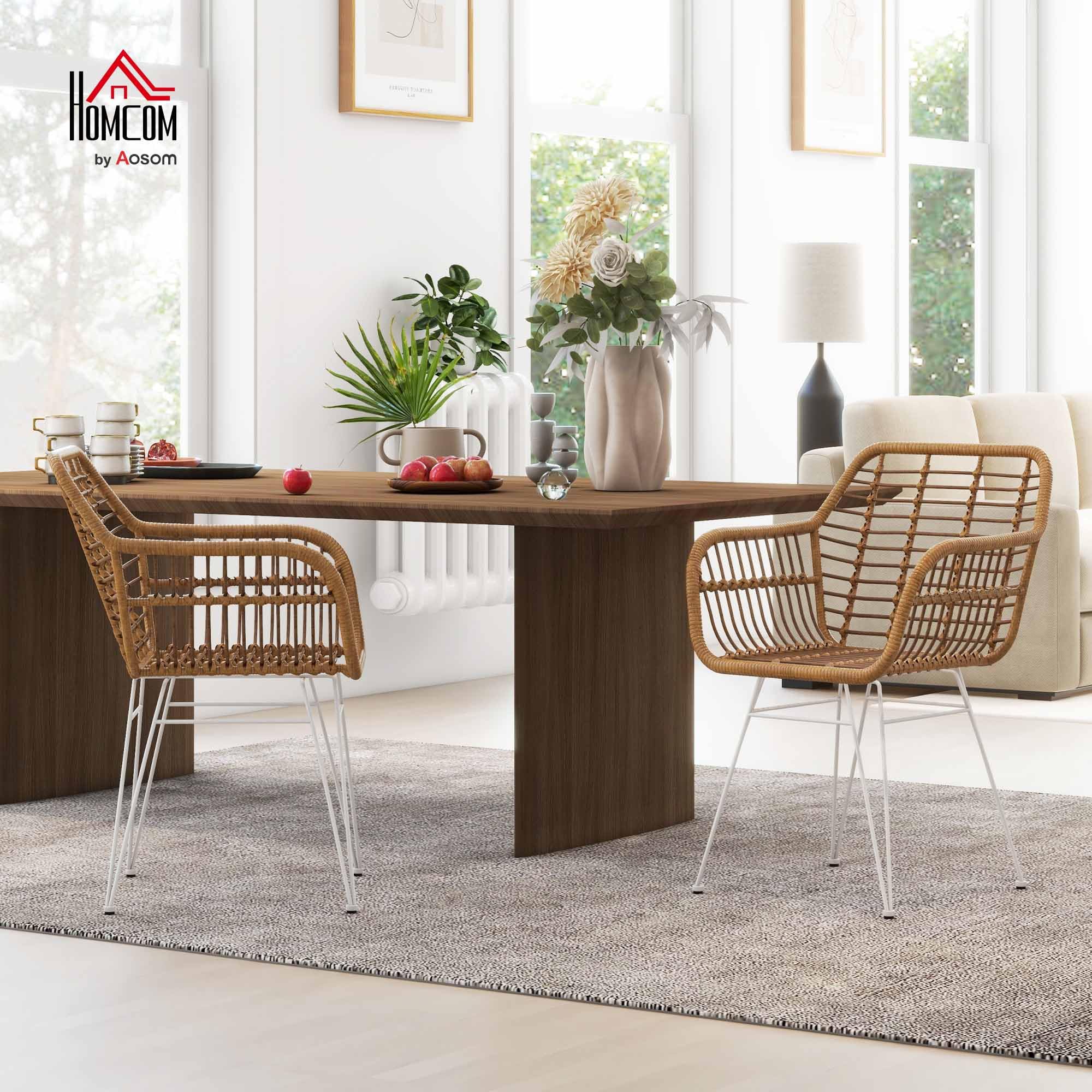 Image secondaire de HOMCOM Lot de 2 Chaises de Salle à Manger Design Bohème en Résine Tressée