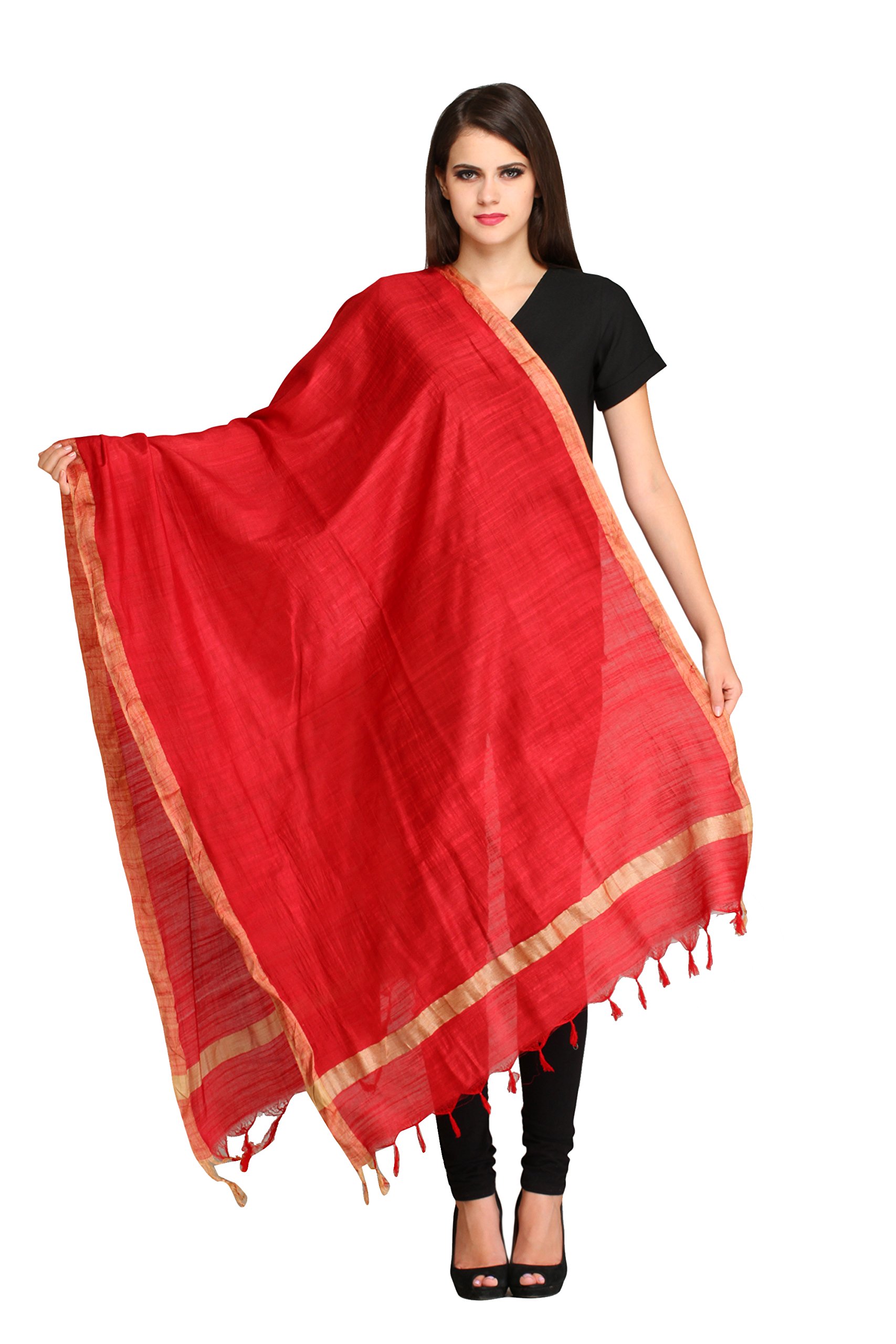 Aksara Maroon Solid Dupatta
