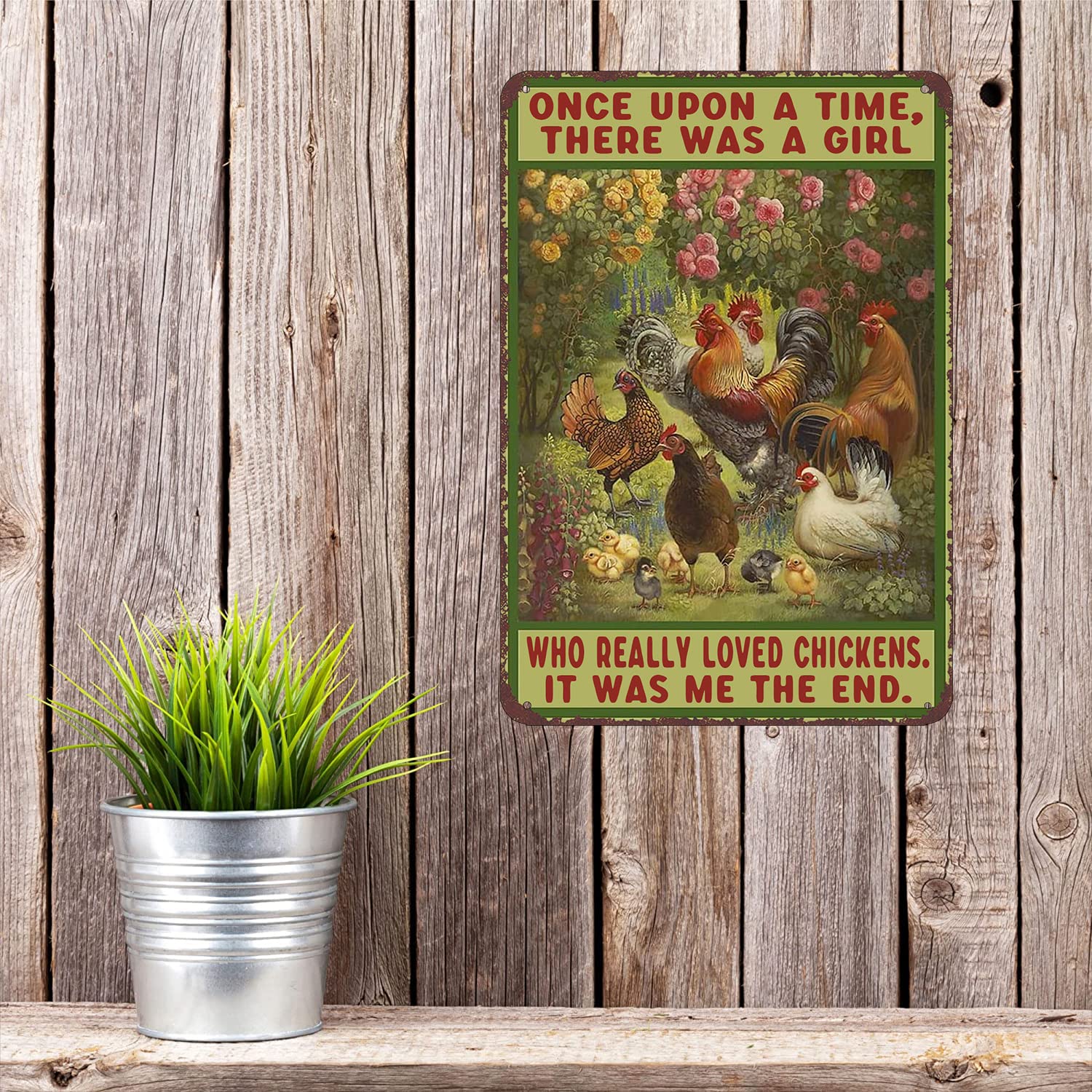 Cusde Blechschild – Lustiger Spruch über Hühner, Vintage Alu, 20,3 X 30,5 Cm, Für Stall & Wand