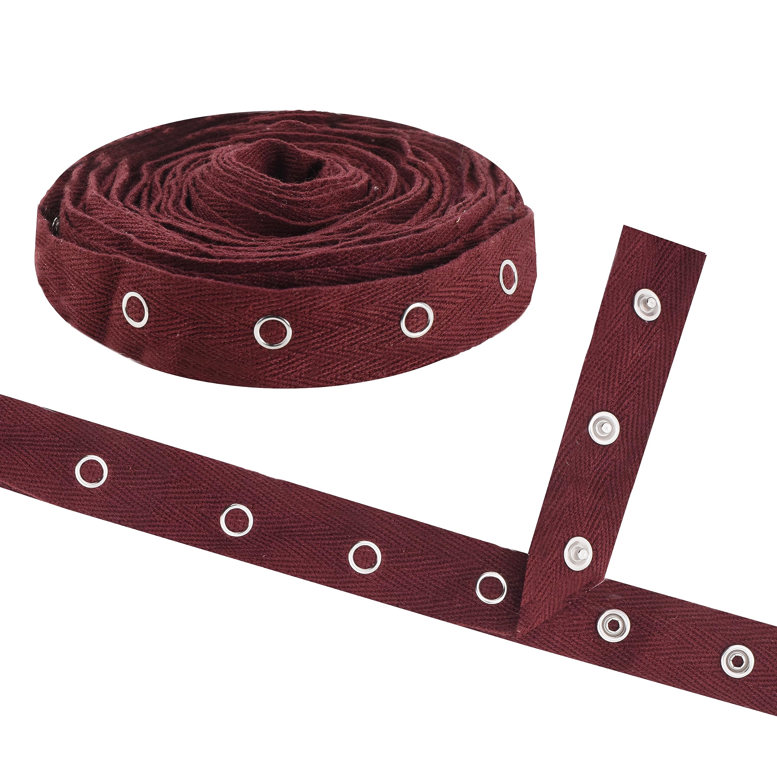 Mandala CraftsMetal Snap Tape for Sewing by Yard Snap Buttons for Clothes - Sew on Snaps Strips Fastener Tim for Clothing - 3 Yds Cotton Burgundy Snap Tape for Clothes