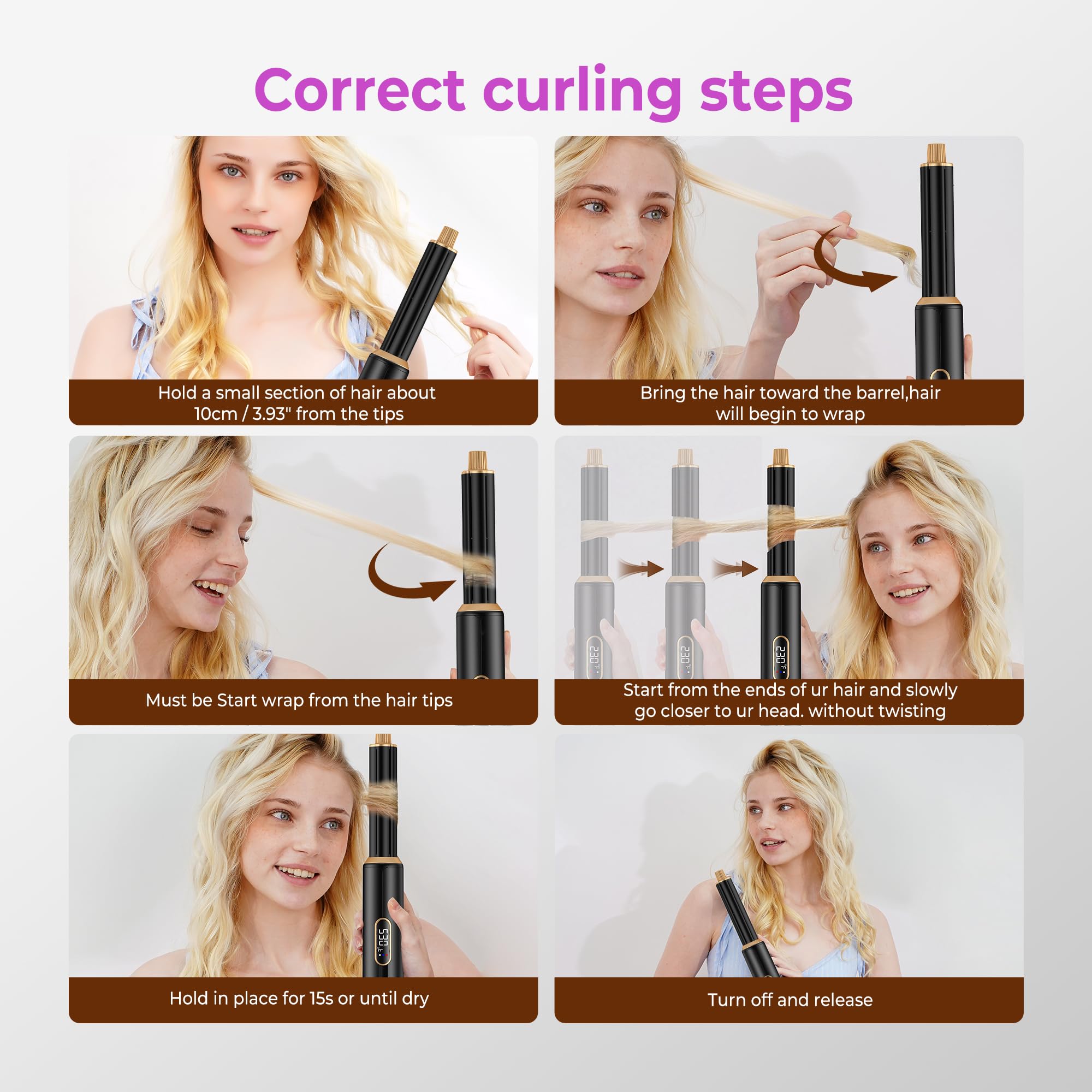UMIGA 5 en 1 Brosse Soufflante Airstyler Air Styler set Hair Styler Airbrush Fer a Boucler Brosse Soufflante Brosse Lissante Pour Cheveux, Kit de coiffure Pour Sécher