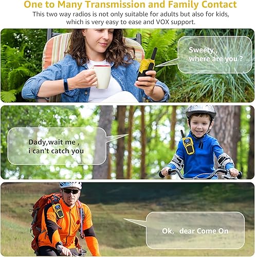 Miniatura 6 de Walkie Talkies para adultos recargables radios bidireccionales de largo alcance 22 canales alerta meteorológica VOX NOAA Walkie-talkie familiar para