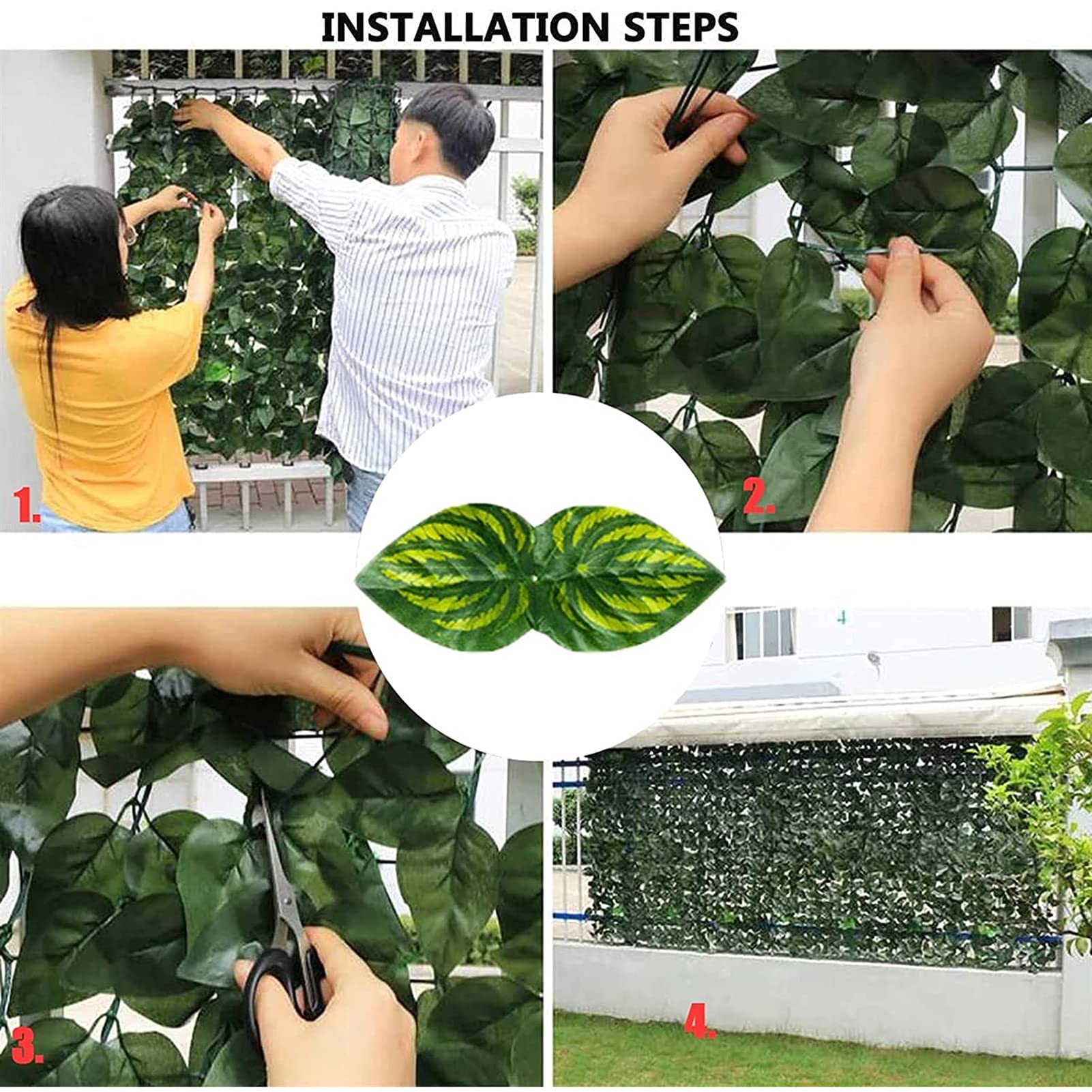 Hojas De Hiedra Artificial para Jardín, Balcón, Vallas, Vallas, Setos y Hojas De Hiedra Artificial, Decoración para Exteriores