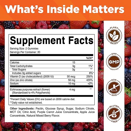 Miniatura 2 de Vitamatic Gomitas de zinc de 50 mg - 60 gomitas veganas - Sin gluten - Paquete de 2