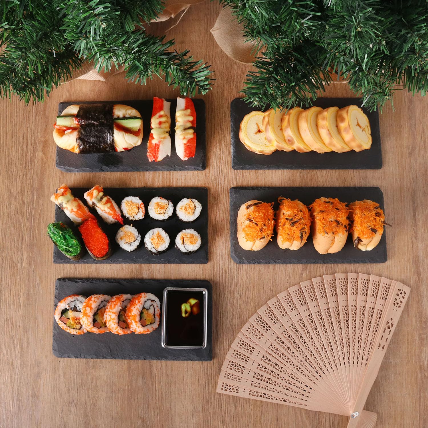 Tablas de queso de pizarra, paquete de 13 mini platos de pizarra de 4 x 8 pulgadas, bandeja de servir de piedra natural con tizas de esteatita para fiestas, regalos y eventos especiales.