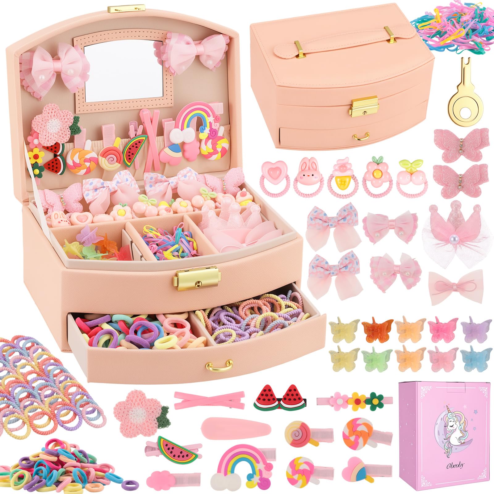 343 Pcs Cute Hair Accessories for Girls Toddlers Kids Little Gifts Set Pink