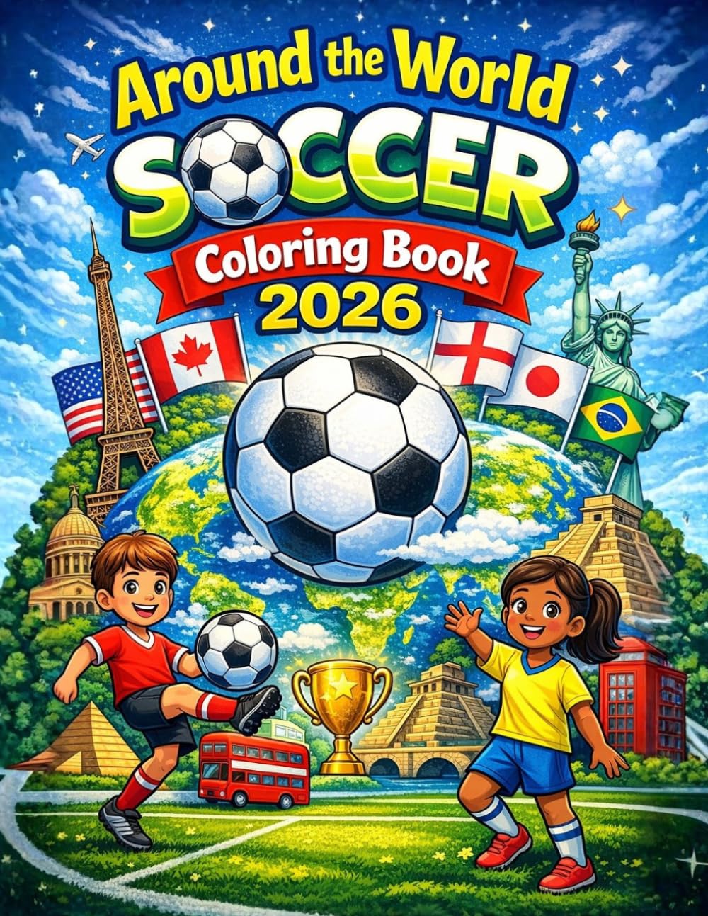 Around the World Soccer Coloring Book 2026: Color All 48 Countries Competing in the World’s Biggest Soccer Tournament with Flags, Landmarks, Culture, and National Symbols