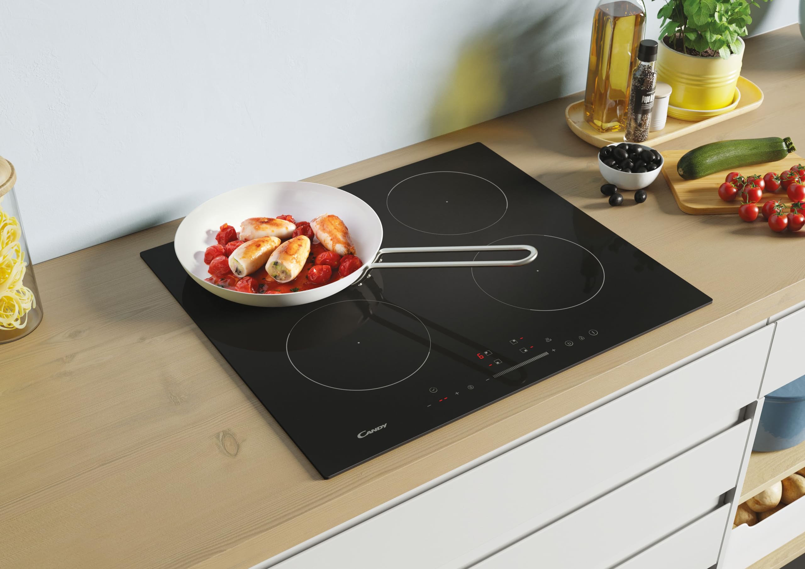 Candy Idea Piano Cottura a Induzione 4 Zone, Slider Touch, Funzione Keep Warm, Power Management, Connettività hOn App, Vetroceramica Nera, 59 x 51 cm - CIS642SCTT/1