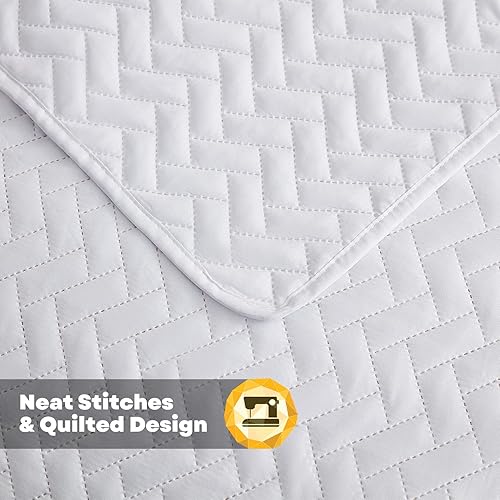 Miniatura 4 de Maple&Stone Juego de edredón de tamaño individualindividual XL, colcha blanca ligera con patrón de cheurón ultrasónico para todas las estaciones,