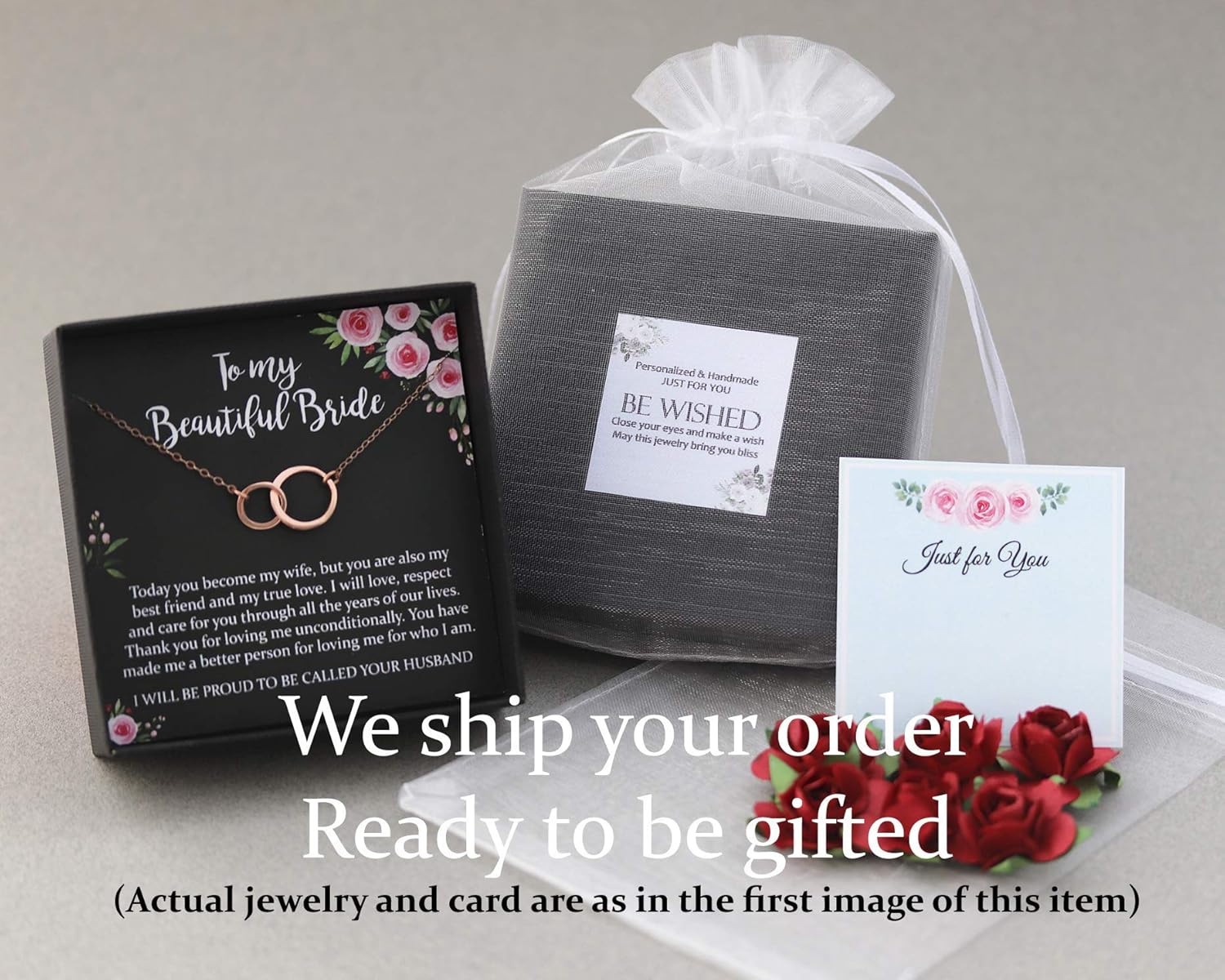 Be Wished Encouragement Gifts for Women, Get Well Recovery Gift, Rose Goldfilled 2 Interlocking Circles Necklace with Meaningful Message - Image 7