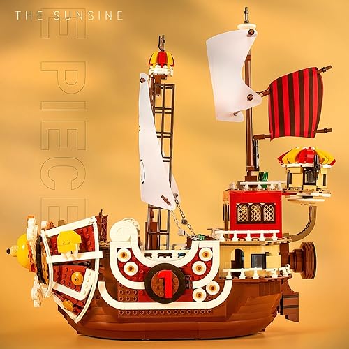 Miniatura 4 de HI-REEKE Juego de bloques de construcción de barco pirata de anime, modelo de barco de batalla Thousand Sunny Brick Boat Battleship Model para
