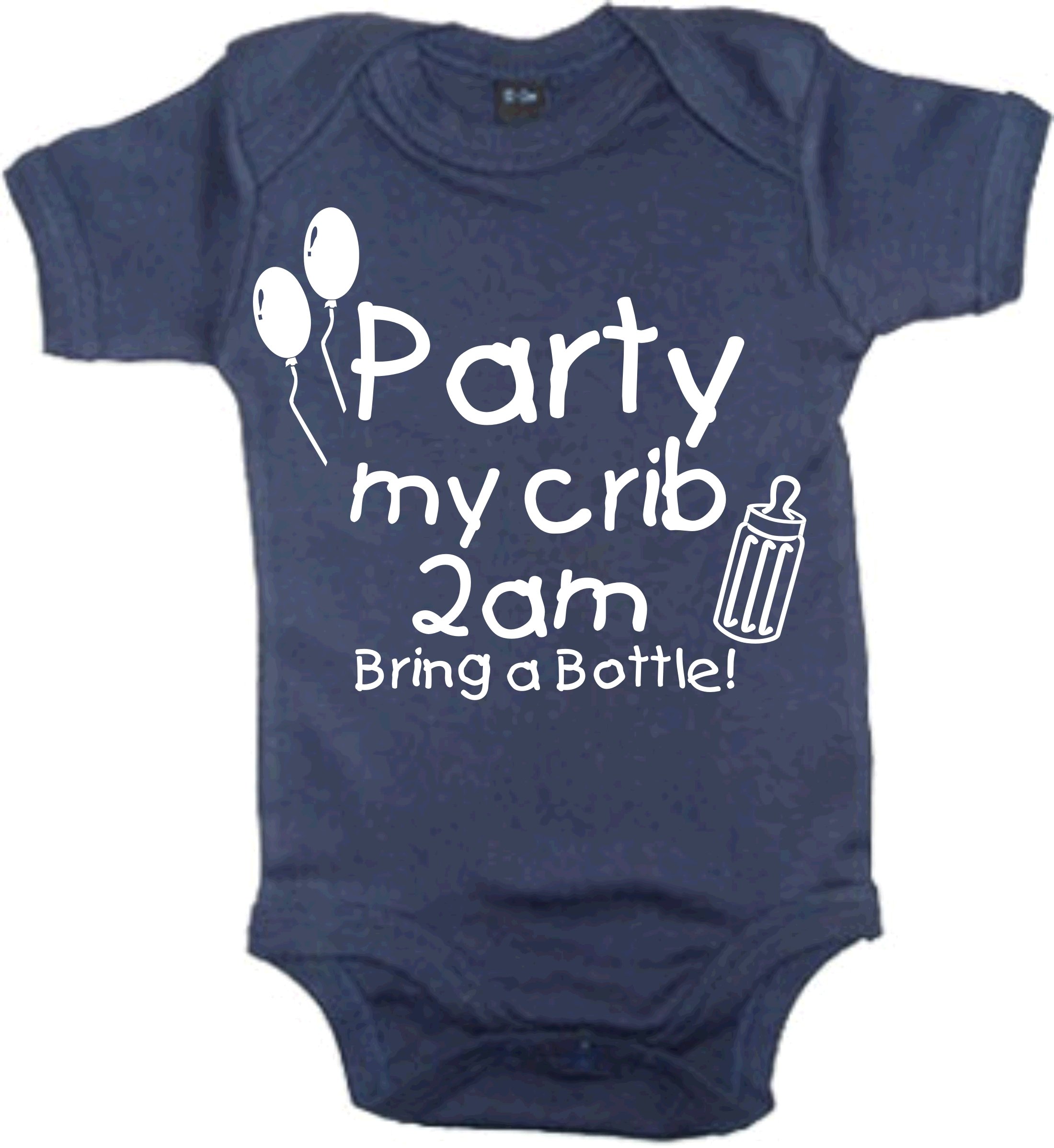 Edward Sinclair Navy | 6-12 Months | Party At My Crib 2Am Bring A Bottle | Baby Bodysuit