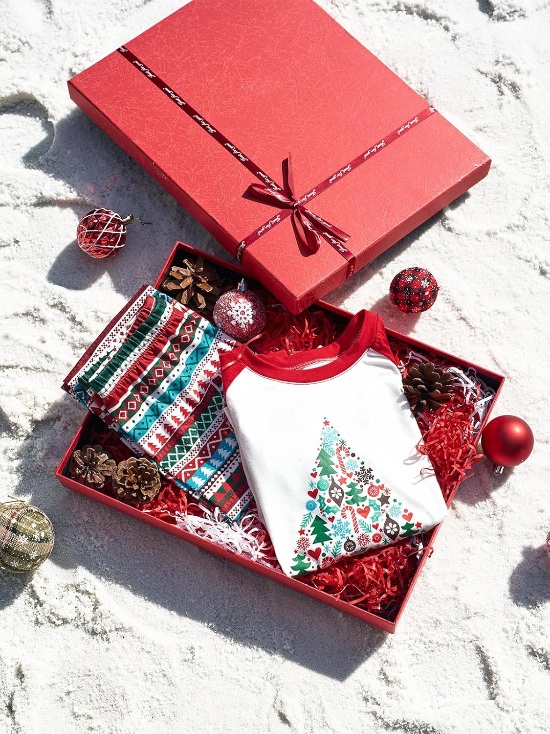 Haloumoning Family Christmas Pajamas Matching Sets Xmas PJs Sets Holiday Jammies Sleepwear White - Image 6