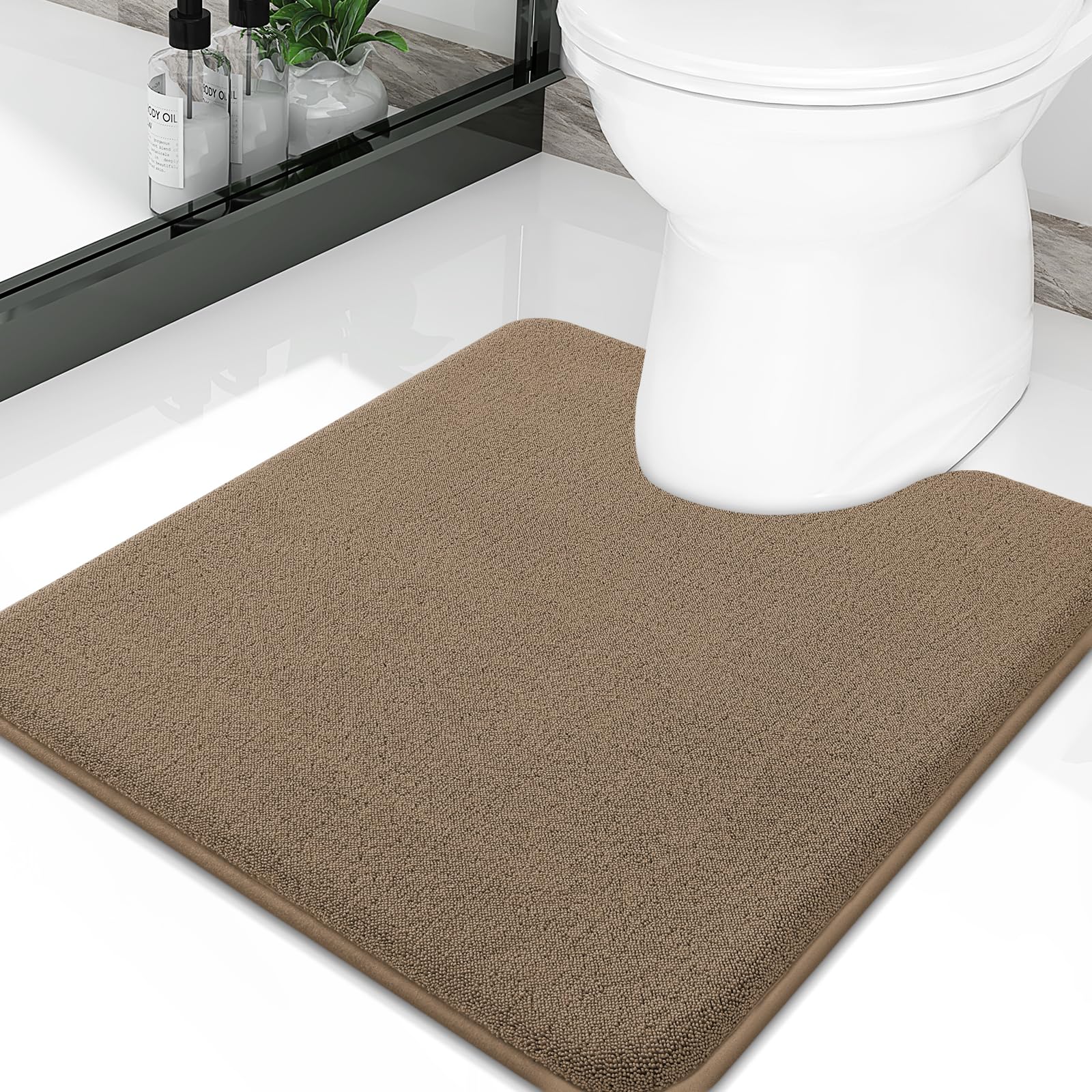 Smiry Smiry Memory Foam Toilet Rugs U Shaped 20x20, Extra Soft Bath Mat