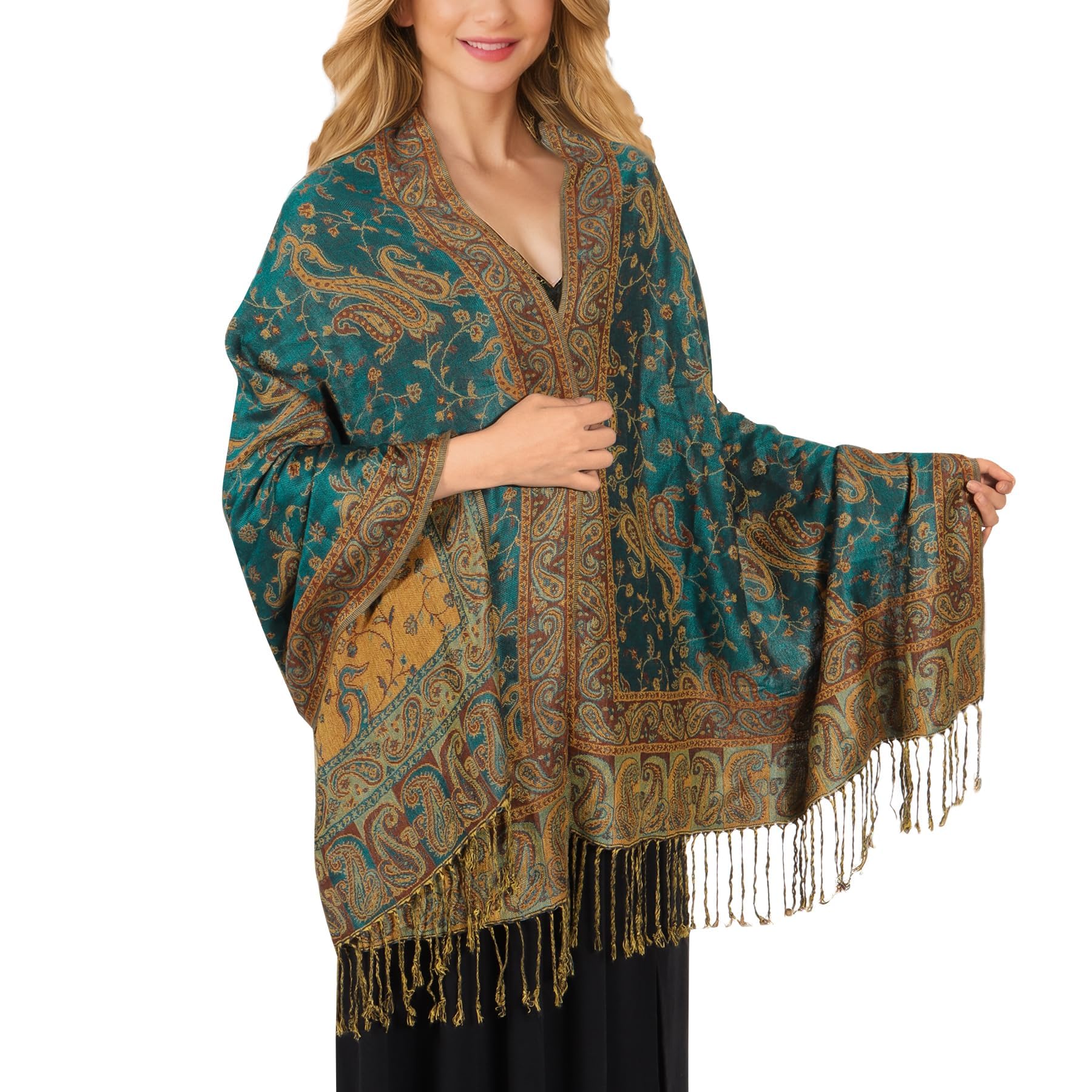 Women Pashmina Shawls and Wraps Scarf Soft Silky Reversible Paisley Scarves Shawl for Women UK