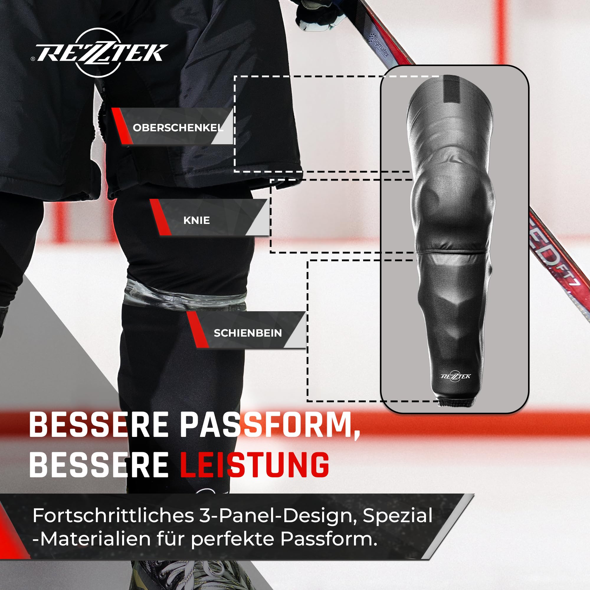 Rezztek Elite Hockeystutzen – Technische Eishockey-Stutzen mit elastischer Passform, Belüftung und strapazierfähigem Design