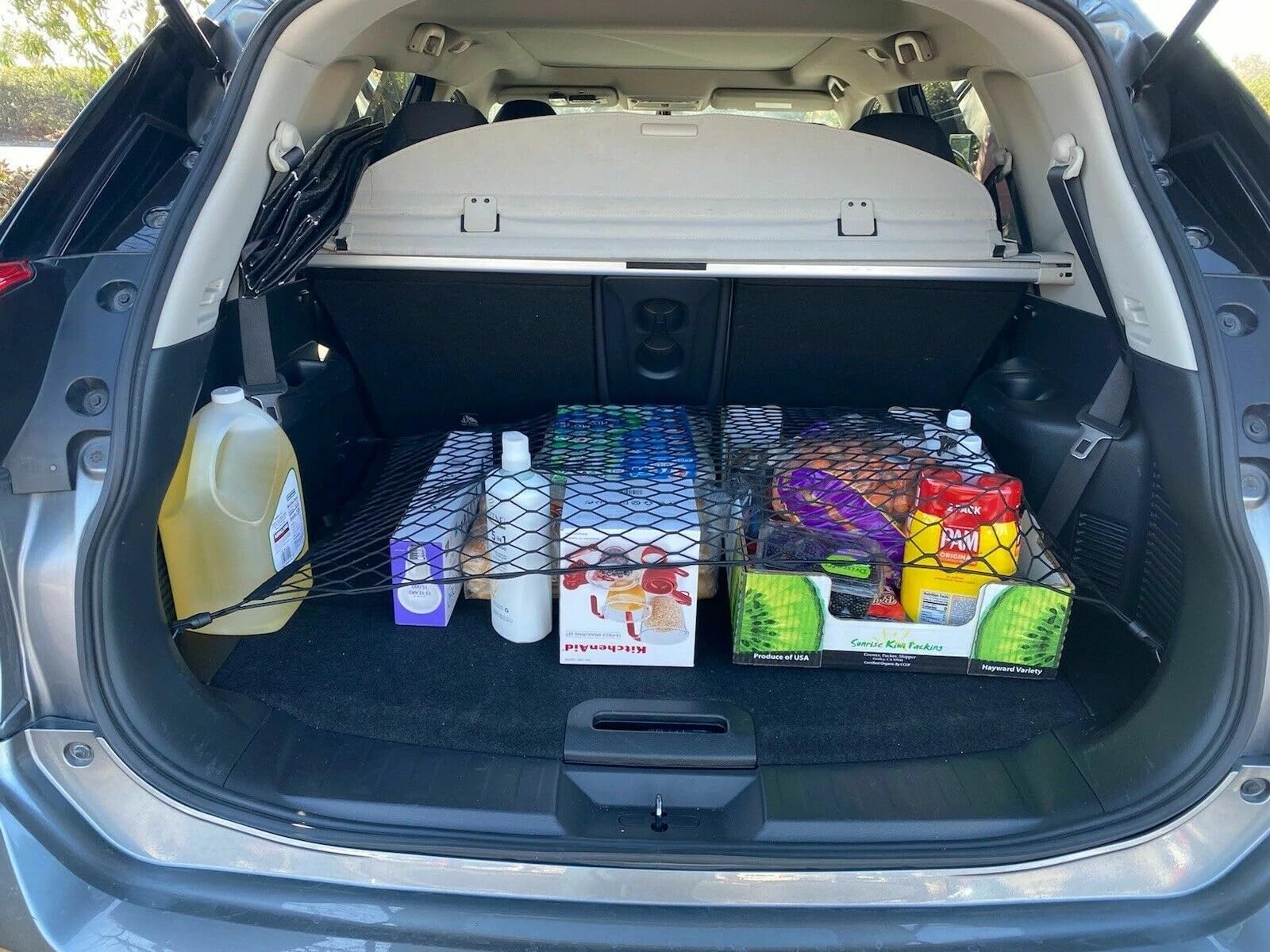 EACCESSORIES EA Trunk Organizer Cargo Net for Nissan Rogue 2014-2026 – Floor Style Cargo Net for SUV – Premium Mesh Elastic Car Trunk Organizer