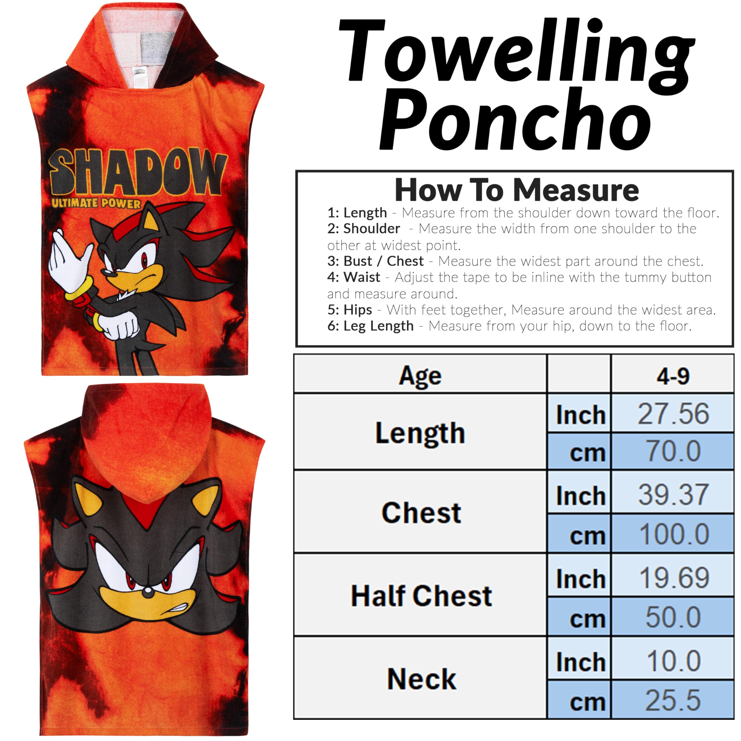 Get Trend SONIC THE HEDGEHOG Asciugamani Bagno Telo Mare con Cappuccio per Bambini Shadow Asciugamano Cotone per Spiaggia Bagno Nuoto (Rosso Shadow, 4-9 Anni)