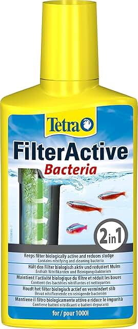 Tetra FilterActive Bacteria - 2in1 Mix aus lebenden Starterbakterien und schlammreduzierenden Reinigungsbakterien, hält den Filter biologisch aktiv und reduziert Mulm, 250 ml product image