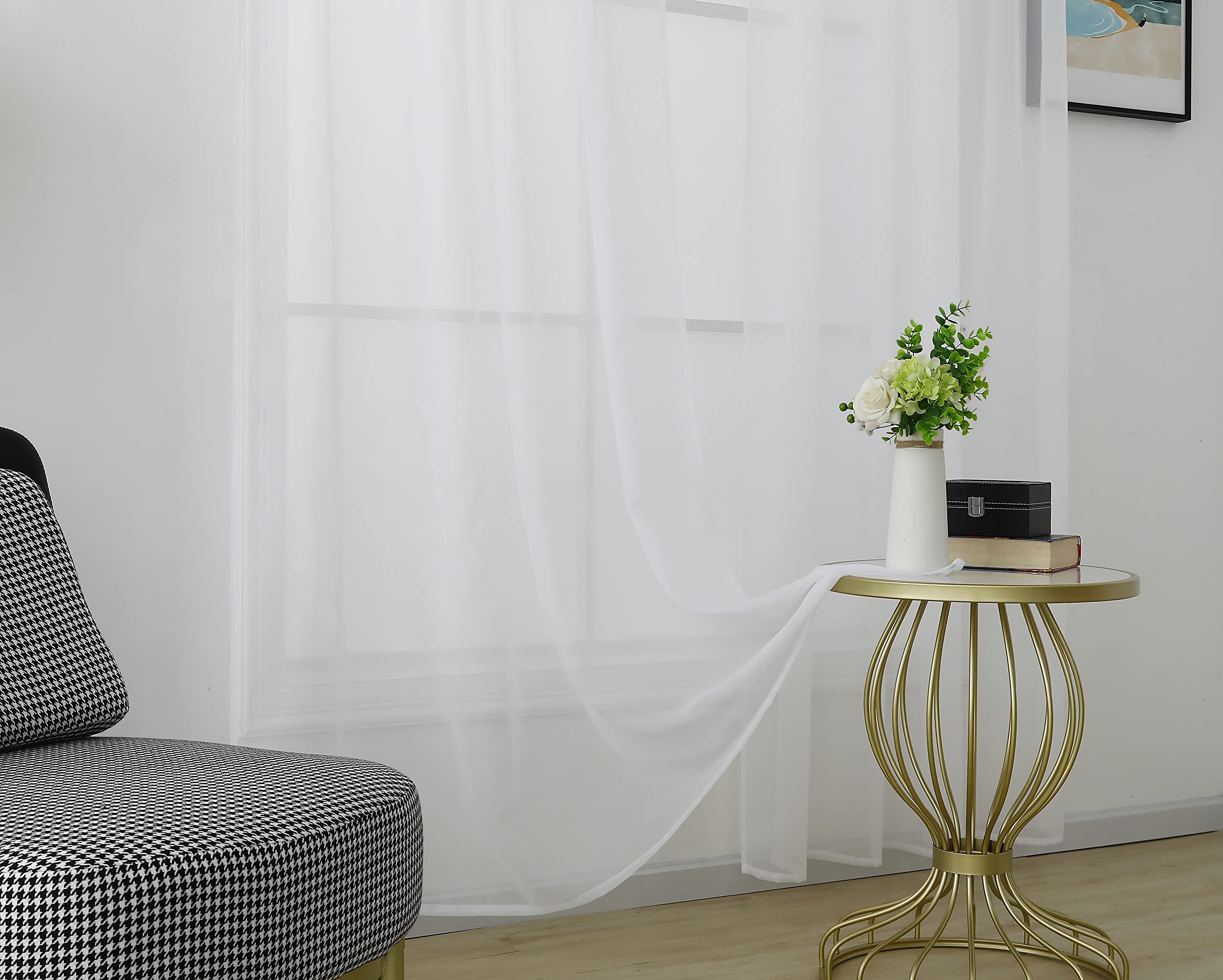 Amania Trading Ltd White 1 Single Plain Voile Curtain Panel Net Curtains Slot Top Road Pocket Header 14 Colours (, 81)