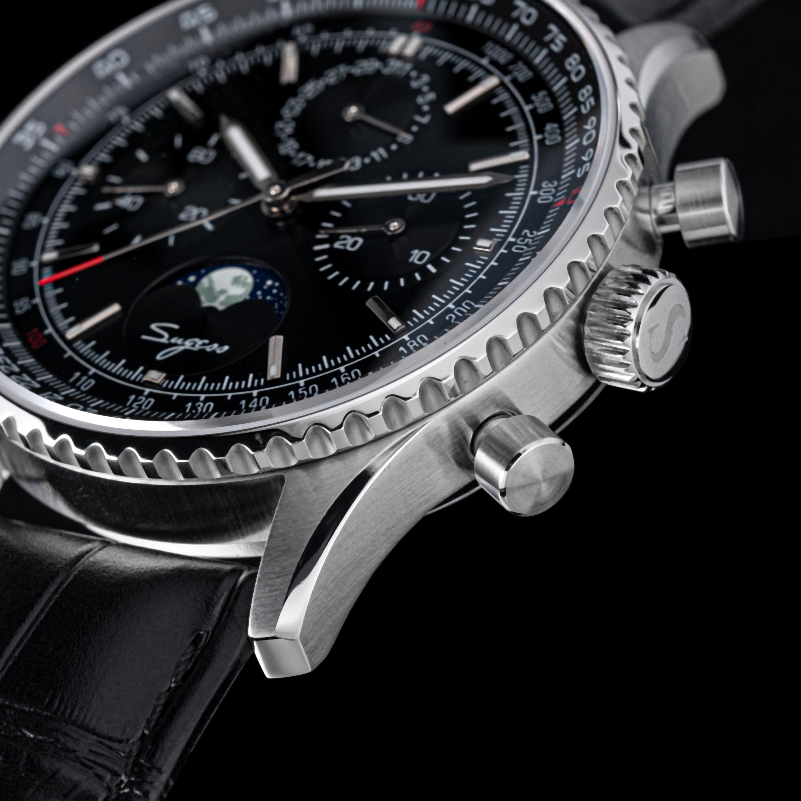 Sugess S468.SK.K MoonPhase Master Gold Schwanenhals Möwe ST1908 Uhrwerk Saphirglas Herren Chronograph Mechanische Herrenuhr 1963