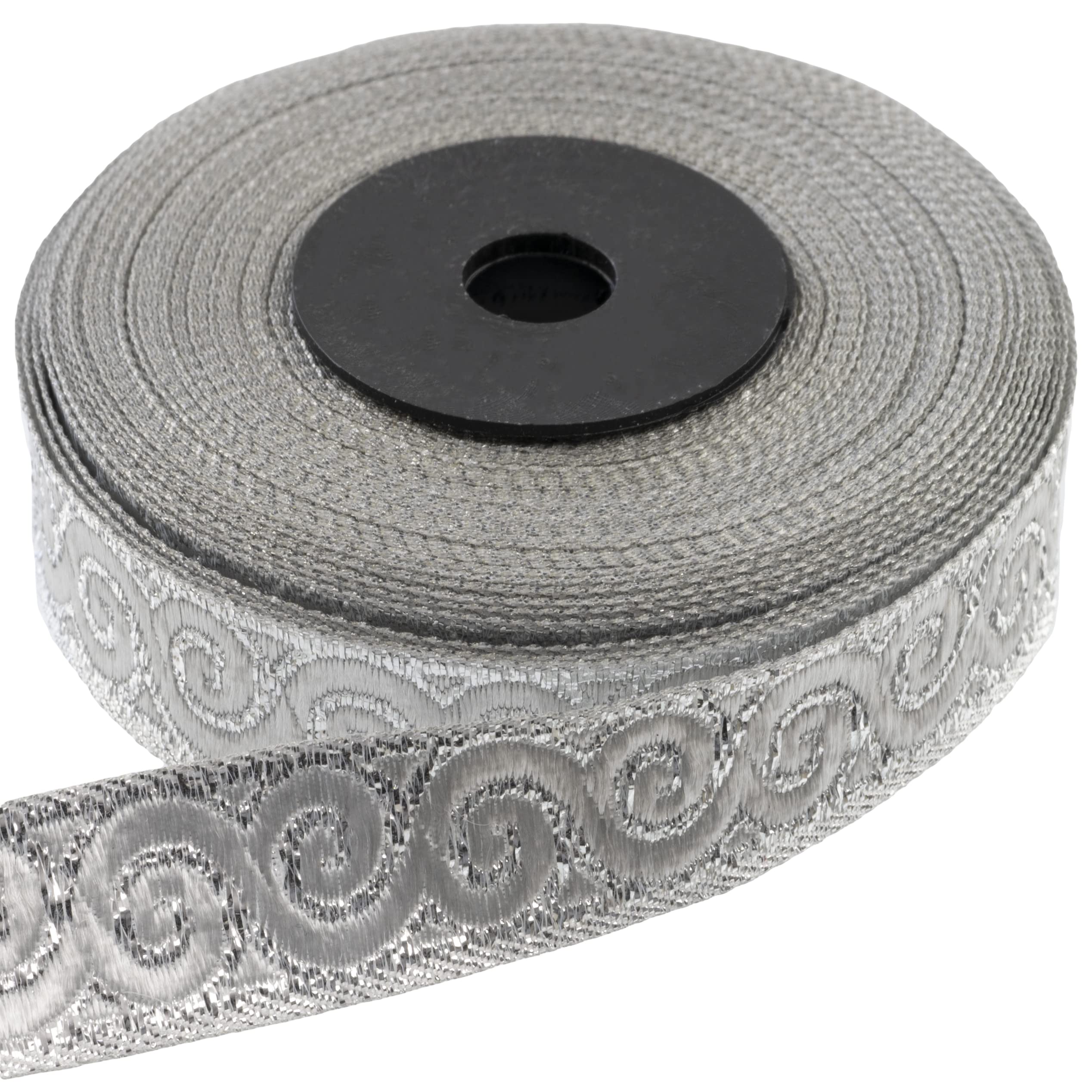 Ruban Sergé Marine Et Argent - 15 Mm De Large, 5 Mètres De Long, Fabriqué En France