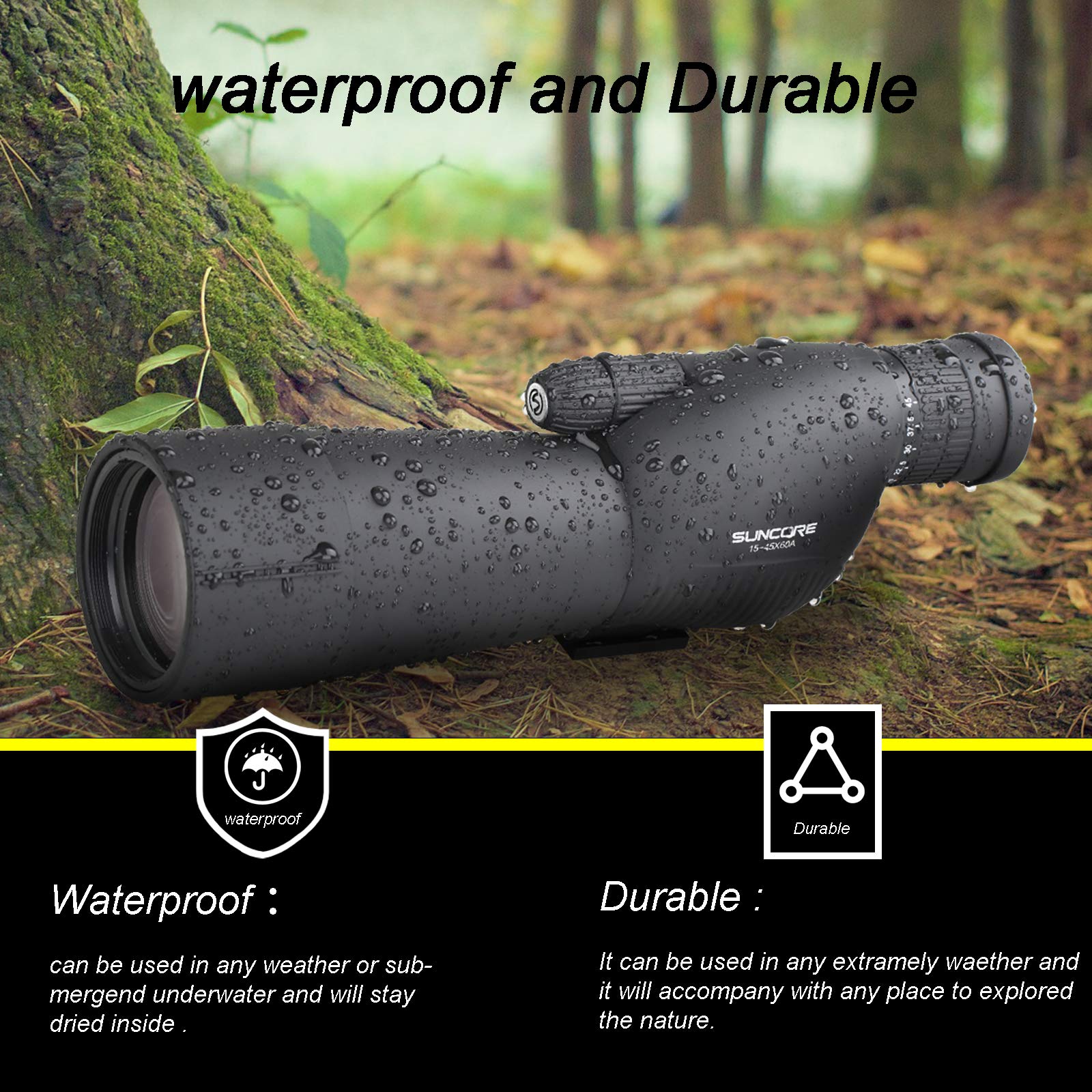 Amazon.co.jp: Suncore 15-45x60 防水 スポッティングスコープ 完全