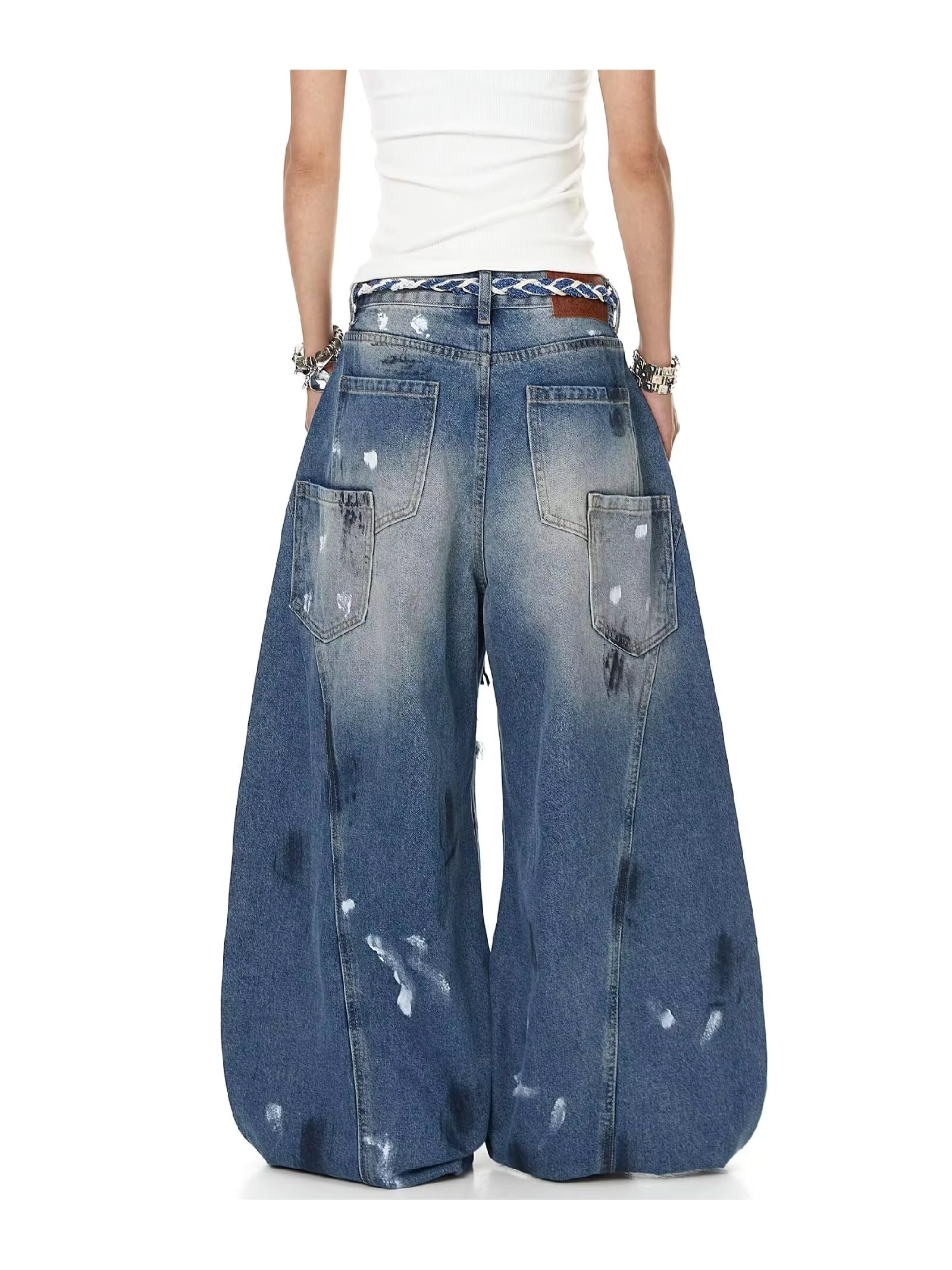 Jeans Vintage da Donna Pantaloni Lunghi a Gamba Larga Pantaloni Larghi