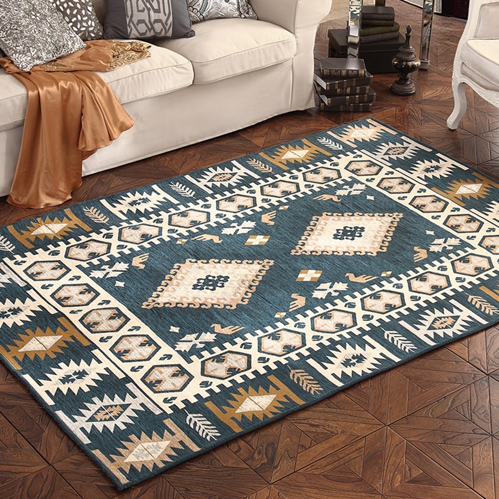 Tapis salon américain rustique 160x230 cm anti-dérapant pour sol de séjour