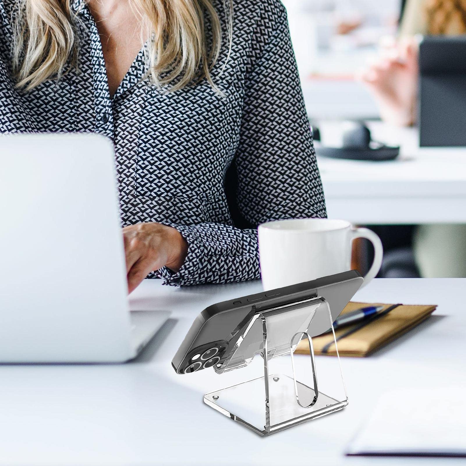 5 téléphone Portable en Acrylique | téléphone Portable en Acrylique,Tablette réglable pour Bureau Compatible avec téléphone 4-10'', Interrupteur