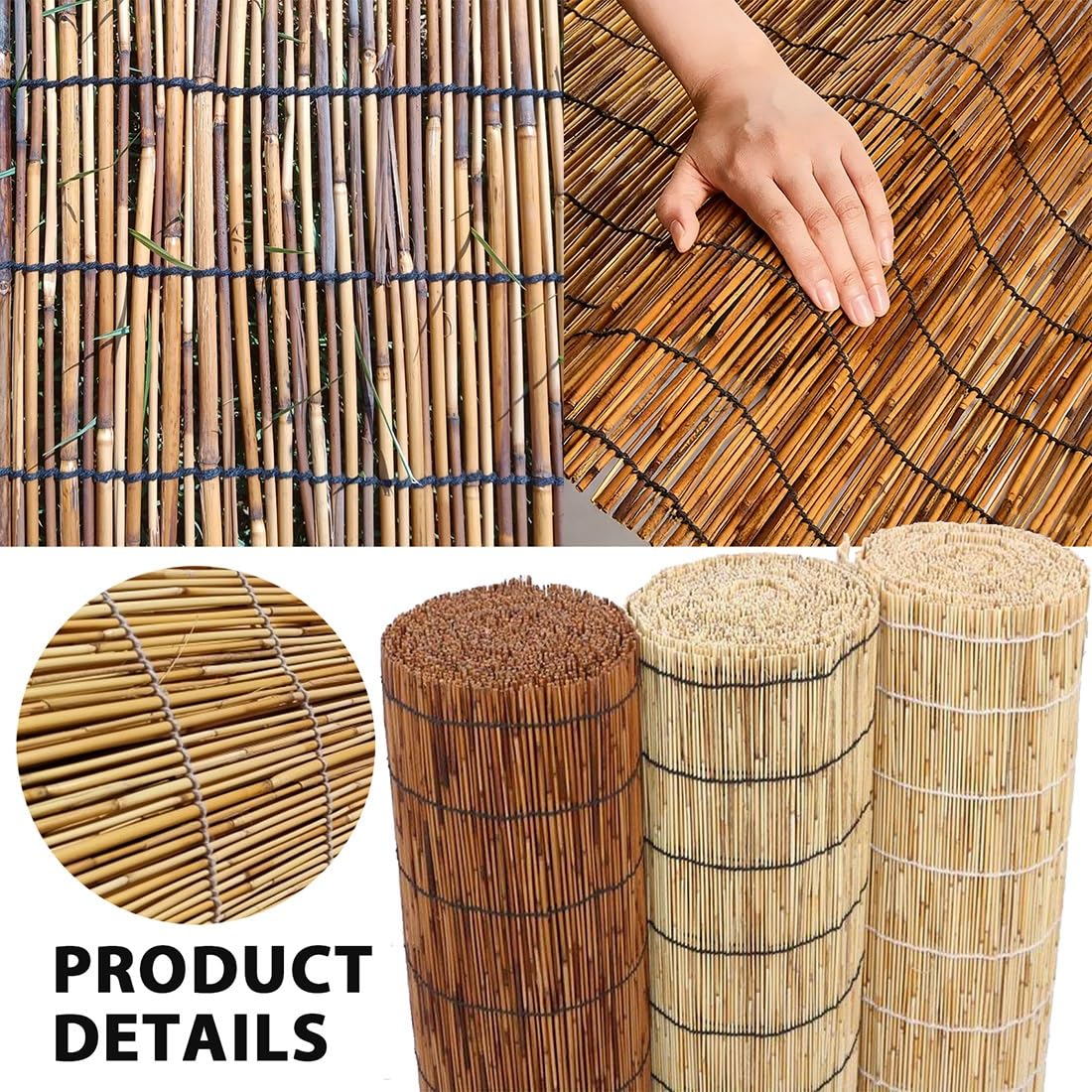 Valla Natural Cañizo for Jardín, Rollos de Cerca de Caña for Pantalla Privacidad, Decorativas Valla de Caña for Patio al Aire Libre, Fácil Instalación(Marrón,H100cmxL800cm)