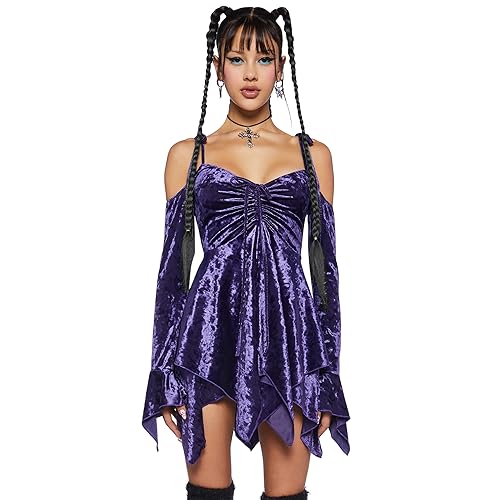 Dolls Kill F is for Fairies Handkerchief Dress by Current Mood Perfect for Fairycore Fashion - Small - Purple Velvet