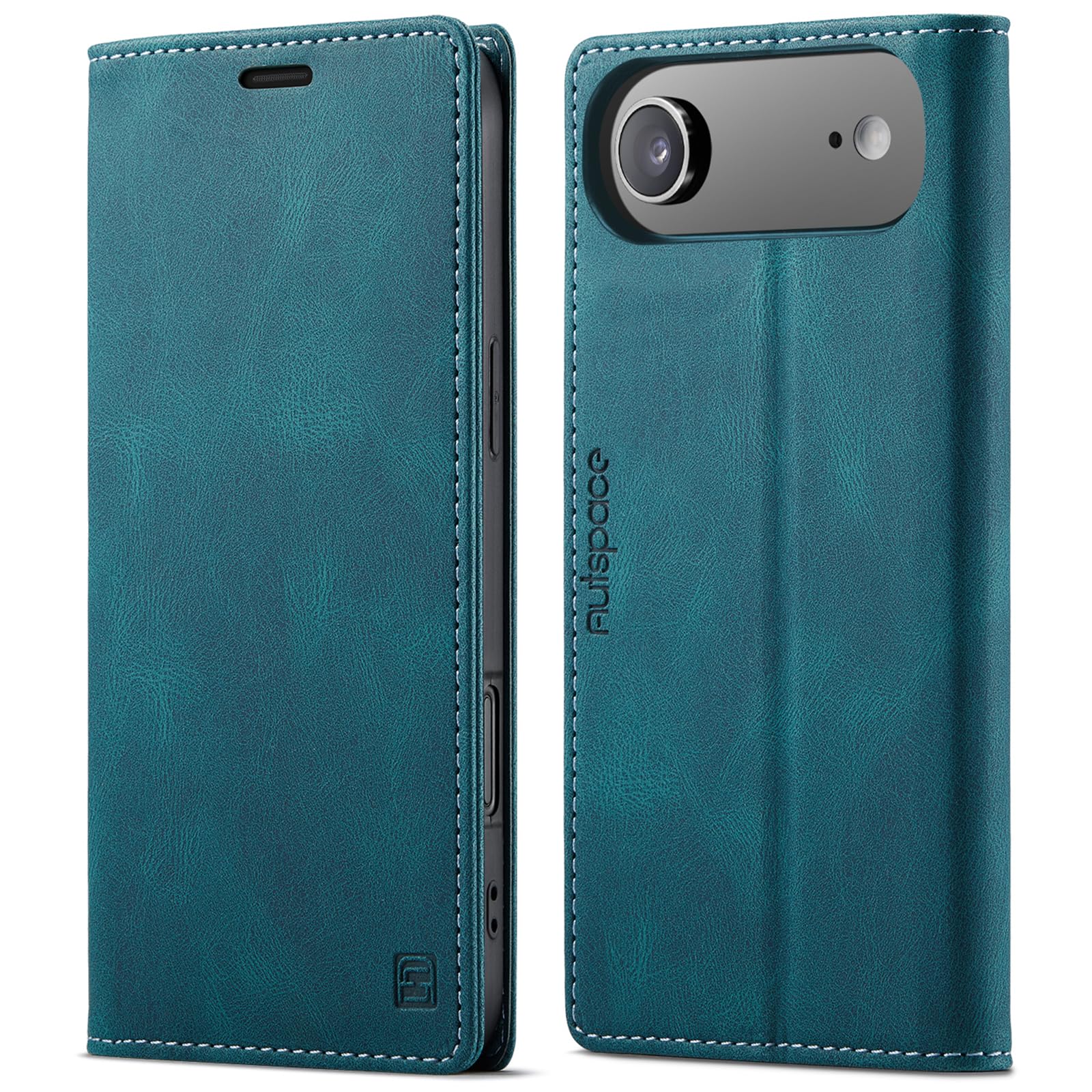 適合iPhone17air ケース 適用アイフォン17 Airケース 手帳 いPhone17Air手帳型ケース case RFID磁気防止 スキミング防止 肌感レザー 財布型 カード収納 スタンド機能 薄型 360度保護 耐衝撃 高質感 ターコイズ