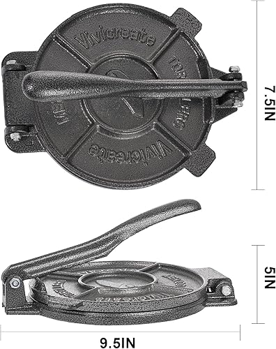 Miniatura 4 de Vivicreate Prensa de tortilla de hierro fundido para tortillas de harina de masa Rotis Quesadilla Maker Prensa para tortillas de hierro fundido