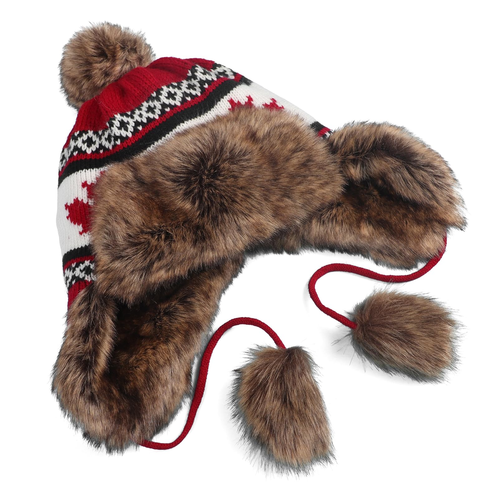 OhMill Chapka en Fausse Fourrure Chapka Suède Chapeau de Trappeur Chapeau de Chasse Russe Chaud Bonnet Tricoté avec Cache-Oreilles Anti-Vent pour Extérieur d’Hiver
