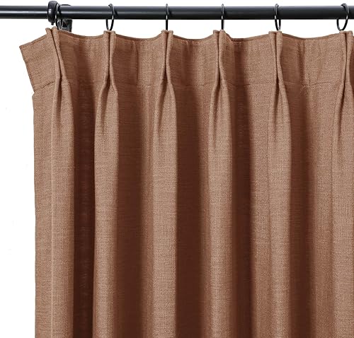 Miniatura 2 de Drapifytex Cortina plisada de lino sintético para oscurecer la habitación, cortina para dormitorio, 56 pulgadas de ancho x 96 pulgadas de largo,