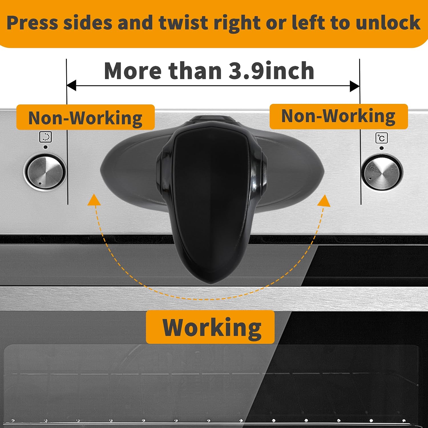 5 + 1 Packs Stove Knob Safety Covers for Child, Childproof Oven Door Lock, Baby Proofing Kitchen Gas Range Oven Knobs Locks, Black