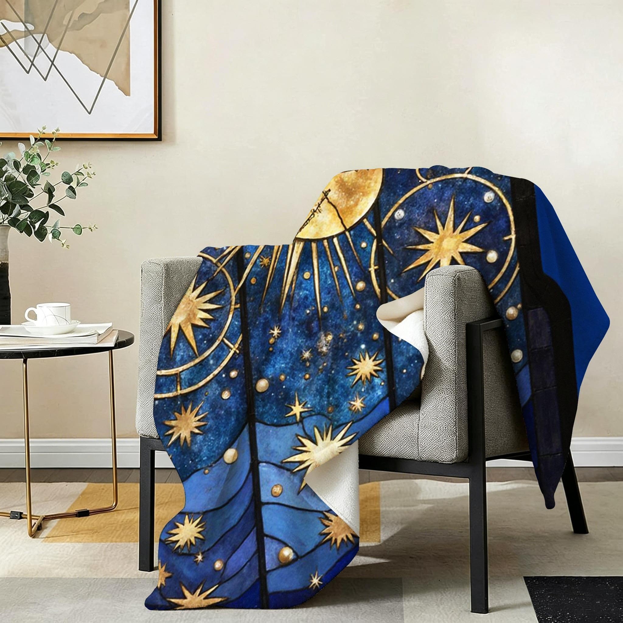 Coperta Pile Matrimoniale 240x260 cm Quadro Blu, Coperta XXL Super Morbida Multiuso Come Copriletto o Plaid da Salotto, Calda e Leggera, Protezione dal Freddo, AW7002