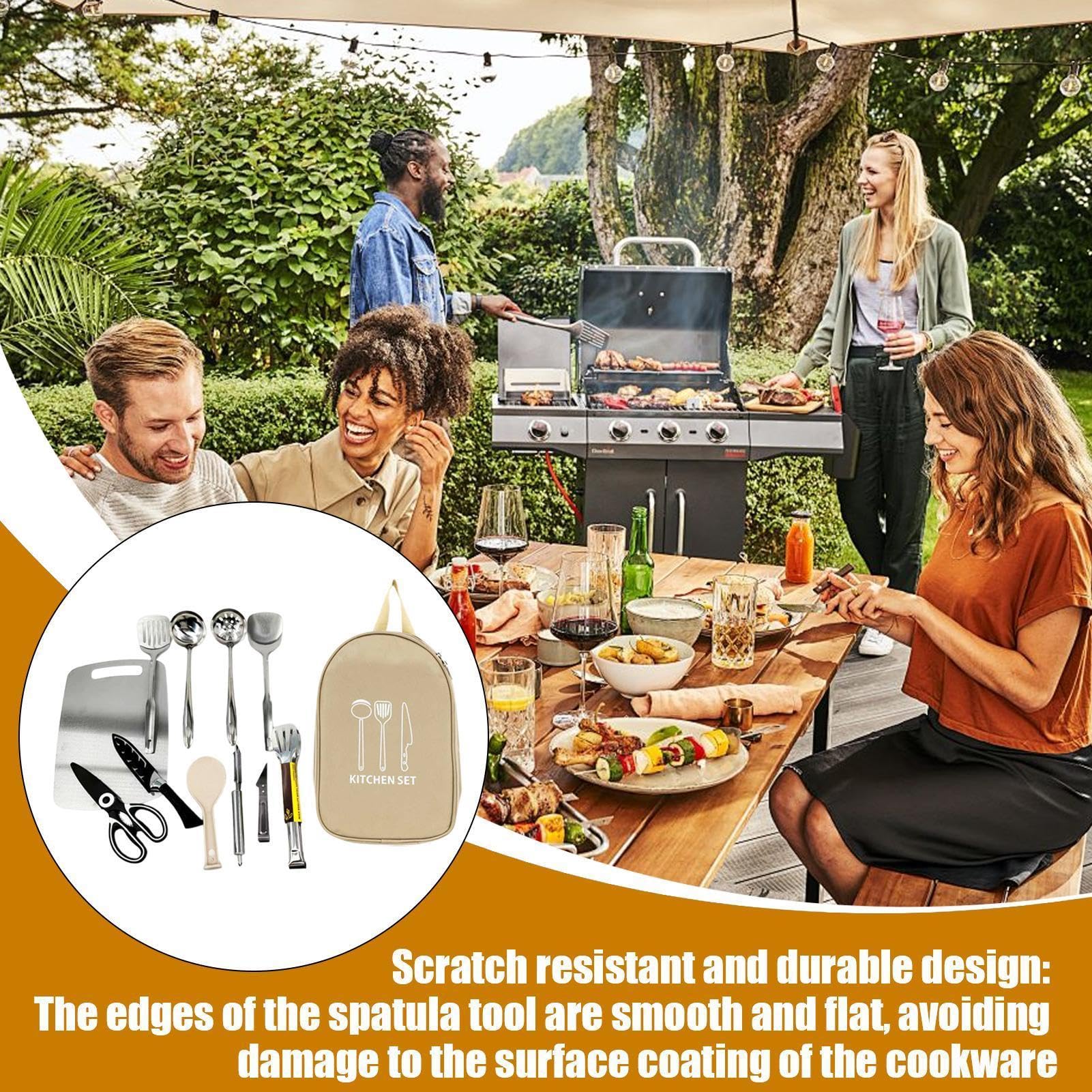 Ensemble d'Ustensiles de Cuisine pour le Plein Air 12 Pièces de Batterie de | avec Sac de Rangement Équipement Culinaire pour le Camping pour Barbecue Pique-Nique Randonnée