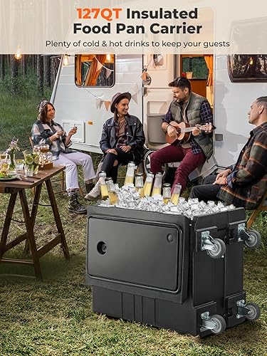 Miniatura 3 de Calentadores de alimentos con ruedas giratorias, calentador de alimentos de caja caliente de 127 cuartos de galón, bisagras de acero inoxidable 304,