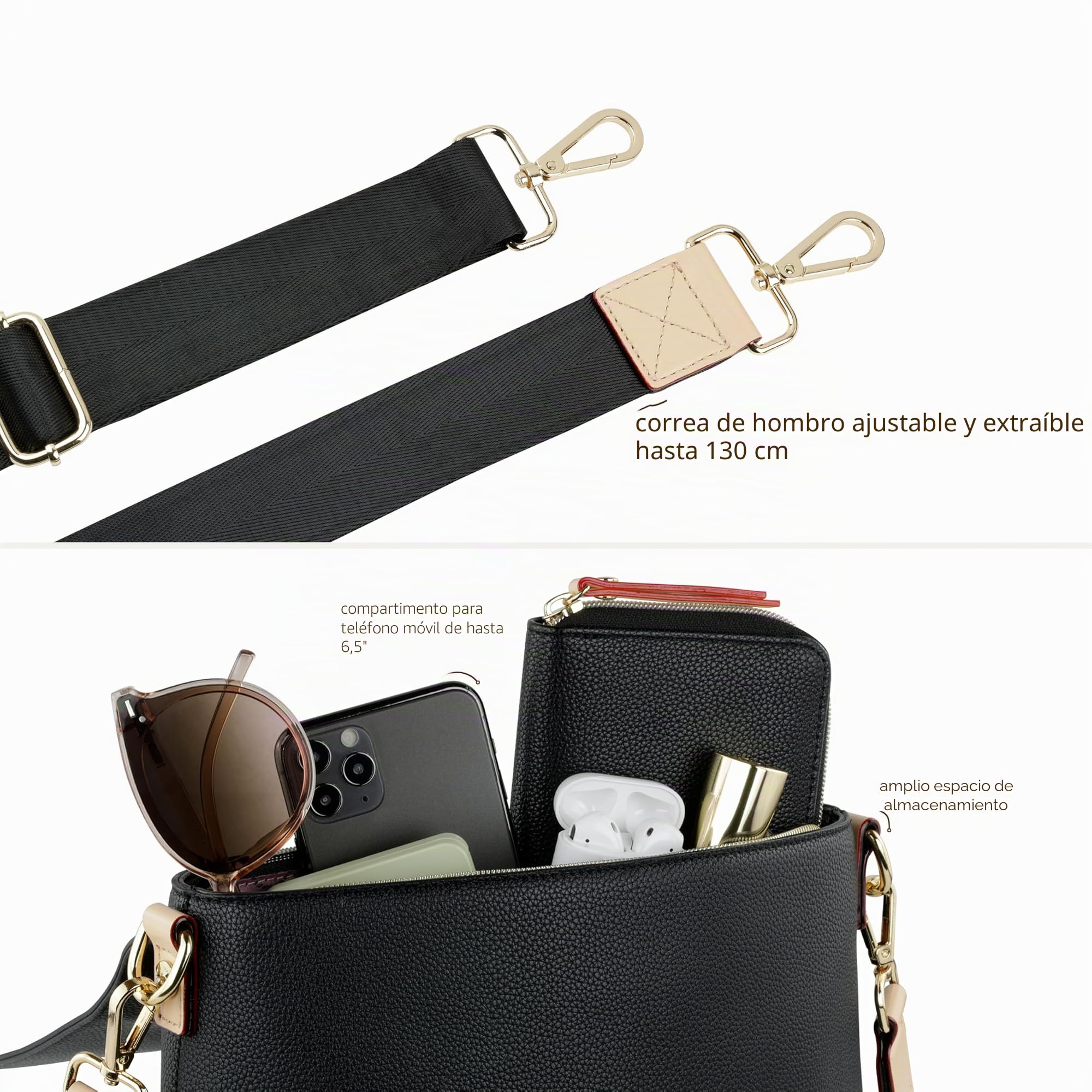 bugatti Ella bolso de hombro para mujer, bolso bandolera de cuero sintético