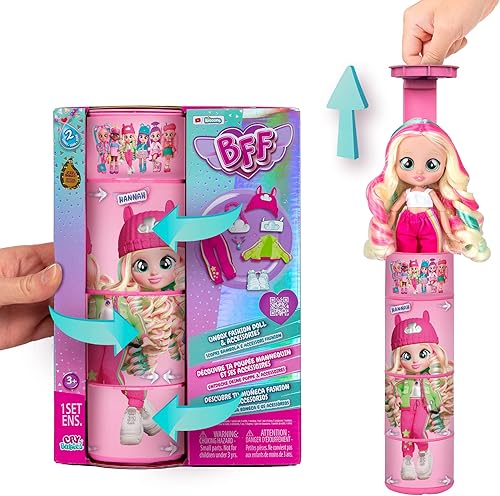 Miniatura 2 de Cry Babies BFF Hannah - Muñeca de moda con más de 9 sorpresas, incluyendo atuendo y accesorios para juguete de moda, niñas y niños de 4 años en