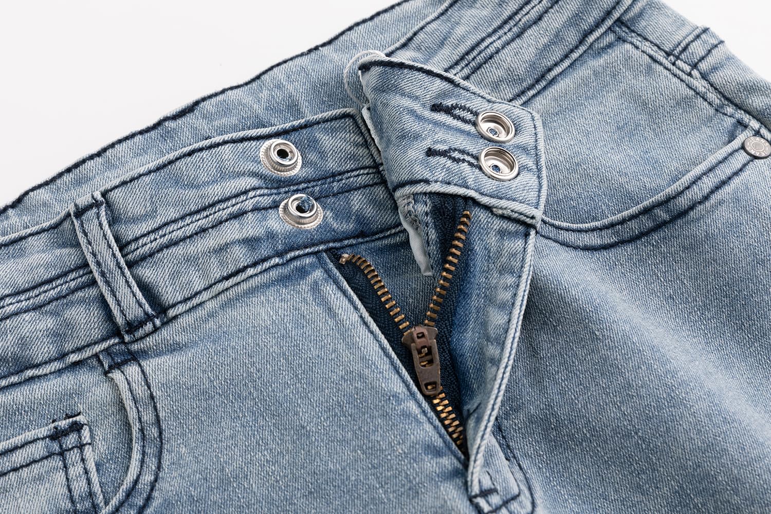 KIDSCOOL SPACE Jeans da Ragazza, Pantaloni di Jeans Elasticizzati con Fondo a Zampa d'elefante a 3 Bottoni