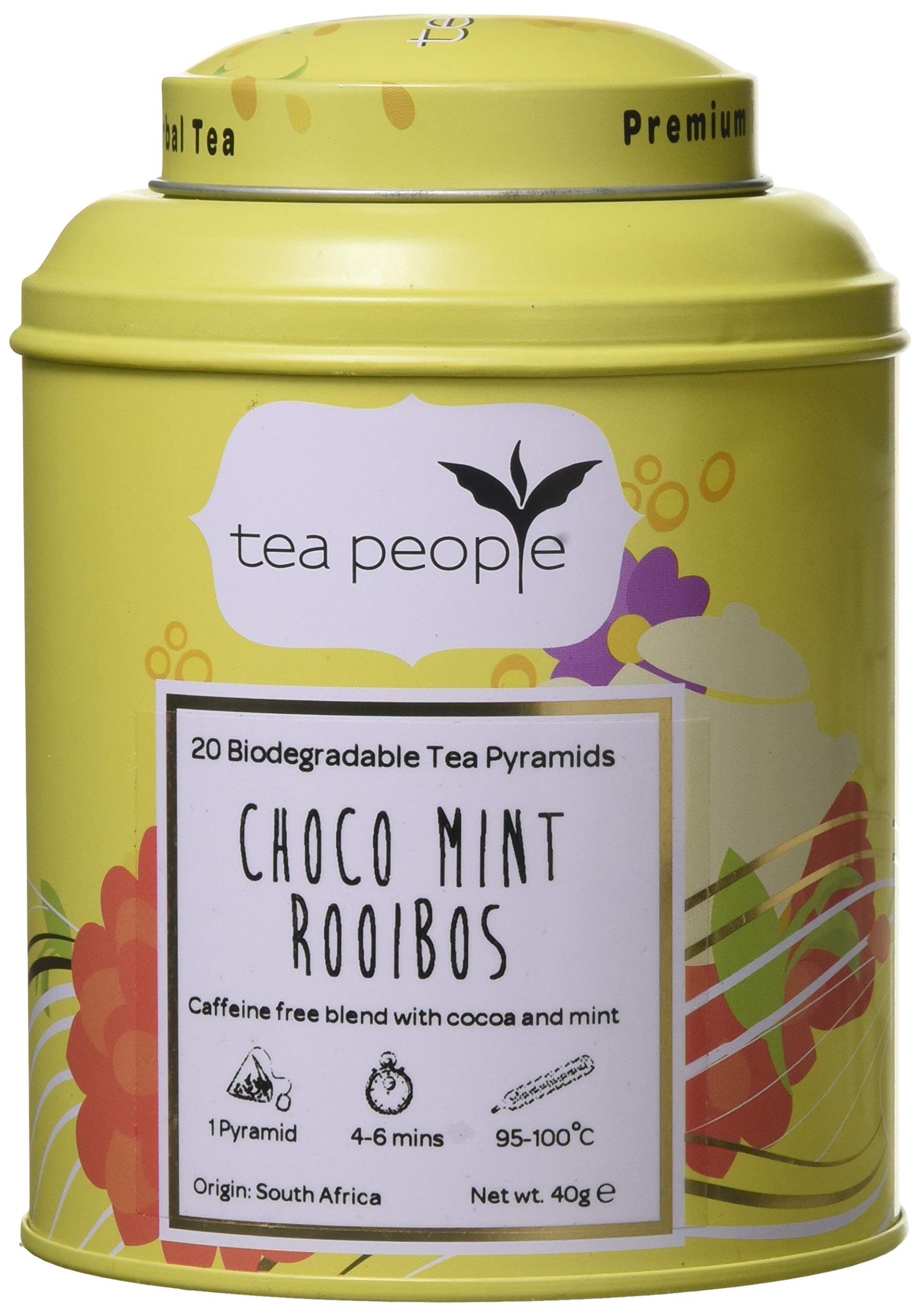 Tea People Choco Mint Rooibos, 20 Tea Pyramids in Tin Caddy