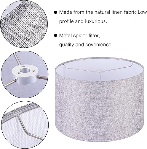 Miniatura 3 de Wellmet Pantalla de 14 x 14 x 11 pulgadas, requiere montaje para lámpara de mesa, lámpara de noche, lámpara de pie, pantalla de tambor de tela,