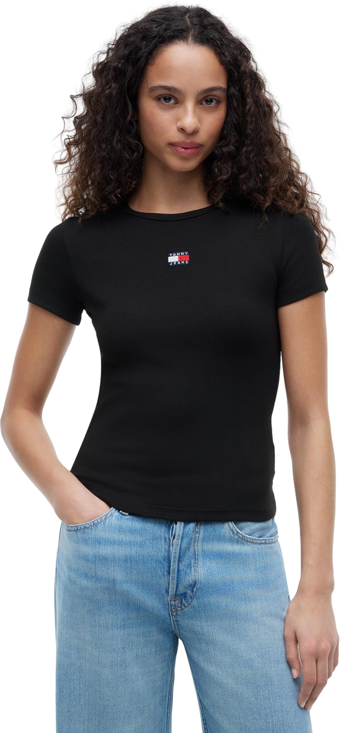 Tommy Jeans TJW SLIM BADGE RIB TEE T-shirt Kadın